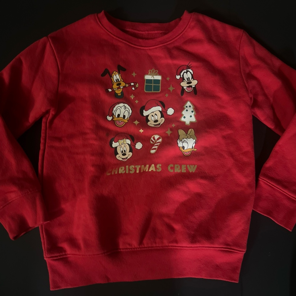 Disney Red Holiday Characters Kids Sweatshirt Size 7